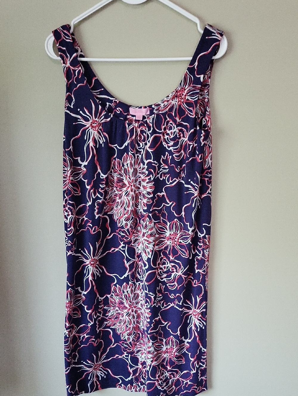 Lilly Pulitzer Navy Floral Tank‎ Dress with Pink and White Accents